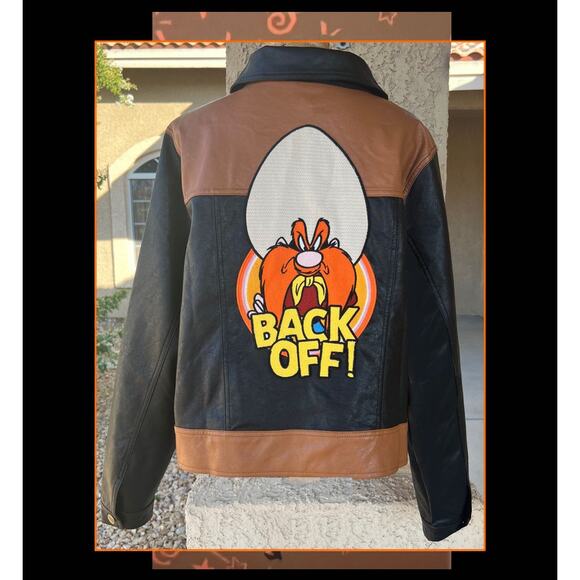 Looney Tunes X Unique Vintage Yosemite Sam Trucker Jacket Black Size L - Picture 2 of 6